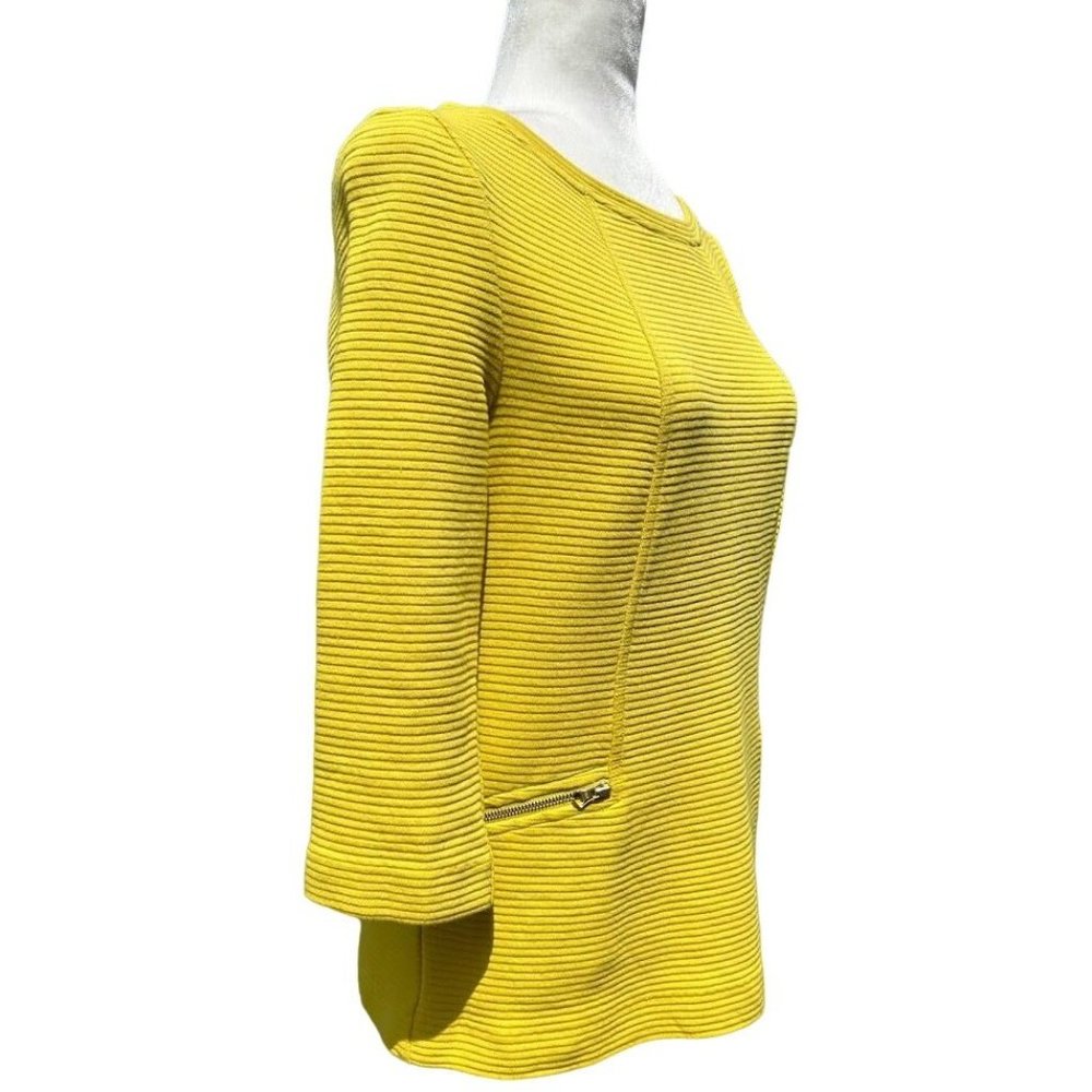 Boden Yellow 3/4 Sleeve Zip Back Zip‎ Pockets Size 4 Top - Picture 2 of 6